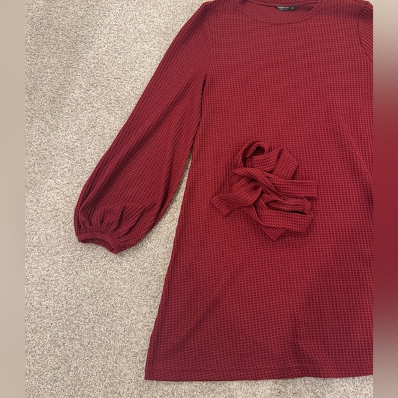 SHEIN CURVE Red Waffle Knot Dress Size: 1XL - Picture 2 of 6